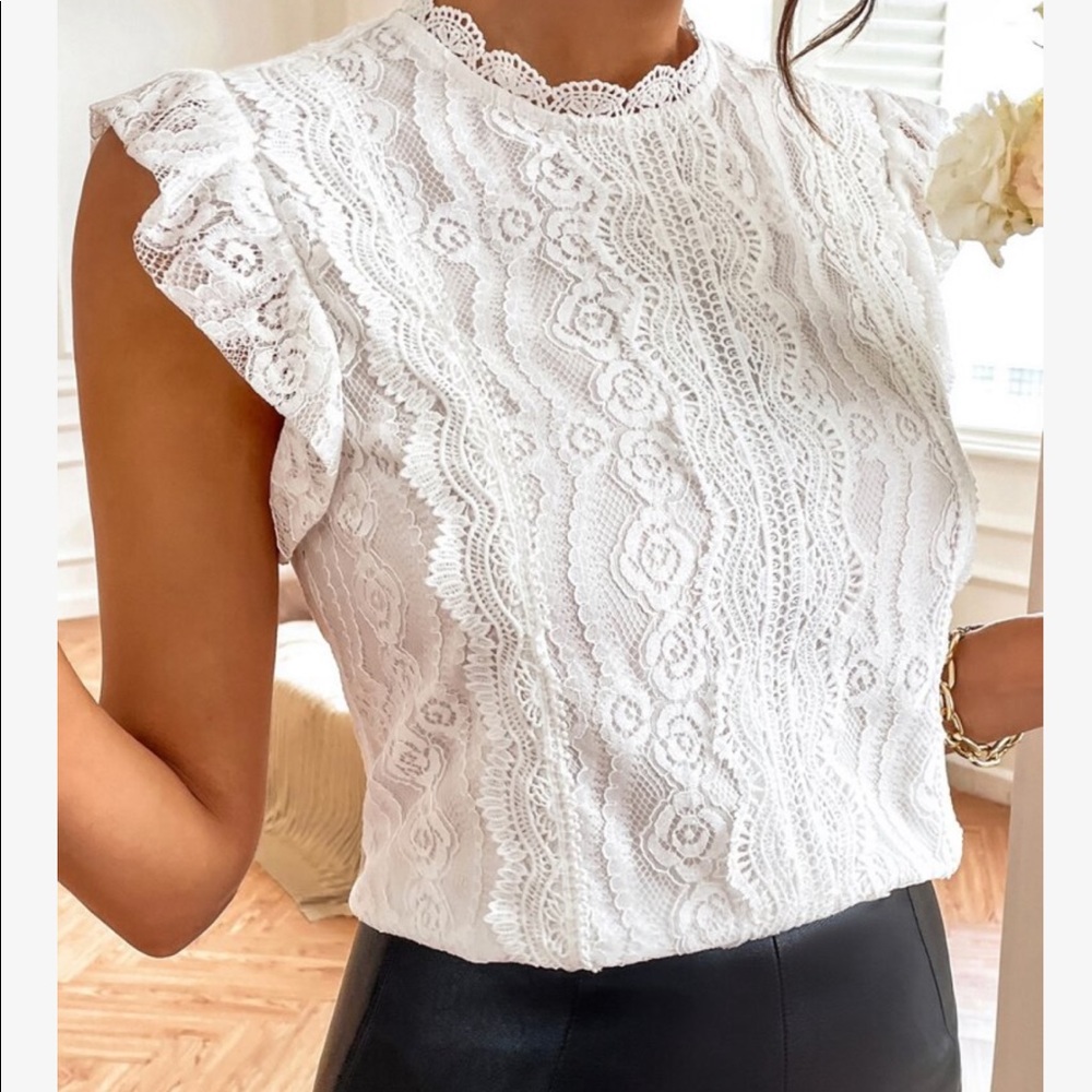 Boho Floral Mesh Lace Butterfly Sleeve Top Blouse Blue - Picture 10 of 14